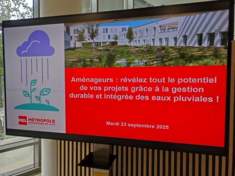 Écran d'accueil de la conférence de la MEL, mardi 23 septembre 2025